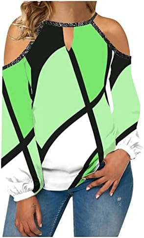 Кошули со долг ракав за жени мода секси врвови од рамо да излегуваат на врвови пролетна облека 2023 празници на врвот на обична маица