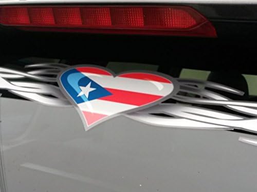 Племенско Срце Порторико Знаме Шофершајбната Прозорец Налепница Банер Компатибилен со: Субару Хонда Тојтоа Нисан