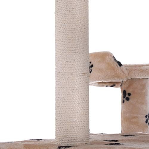 Високи 80 Беж Шепи Мачка Дрво Кондо Мебел Гребење Пост Домашно Милениче Куќа Кула Седалото