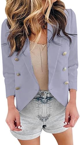 Блејзери за жени модна обична обична едноставна надворешна облека отворена предна тенка јакна лето модна блејзер костум