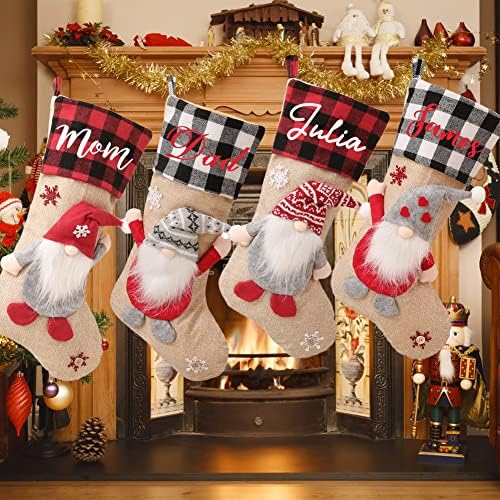 Божиќни чорапи во стилот на јарем, персонализирани, прилагодени семејни Божиќни чорапи, Божиќно декорација на дрво за дома, Божиќни чорапи за ликови за фарма куќа