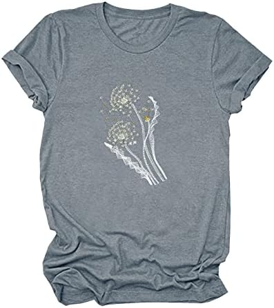 Симпатична печатена Велигденска кошула за жена лабава обични празници врвови на вратот со кратки ракави графички маички маица маица