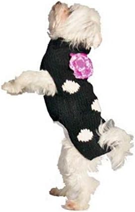 Ладно куче црно полко -точка цветно кучиња џемпер, мал