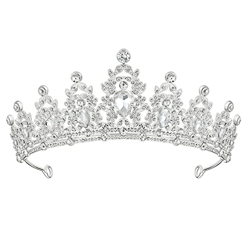 Сребрена Кралица Круна За Жени, Дијадеми Од Аикона и Круни За Жени Девојки Принцеза Кристална Дијадема Ленти За Коса Додатоци