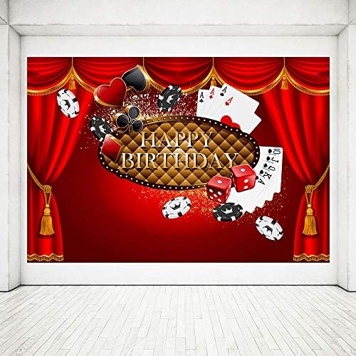 Mehofoto 8x6ft казино тематска црвена завеса возрасна среќна роденденска забава фото студио позадини банер покер картичка коцки