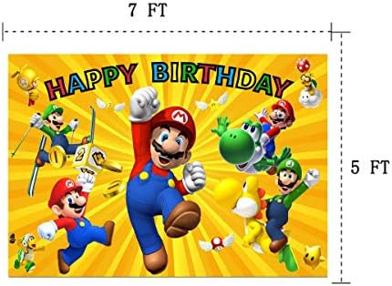 7x5ft Super Mario Photography Винил Фото позадина за деца Декорација на позадини за роденденска забава