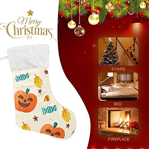 Акварел Среќни тикви за Ноќта на вештерките Кенди лисја Божиќни чорапи Големи Божиќни чорапи за камин елка дневна соба виси
