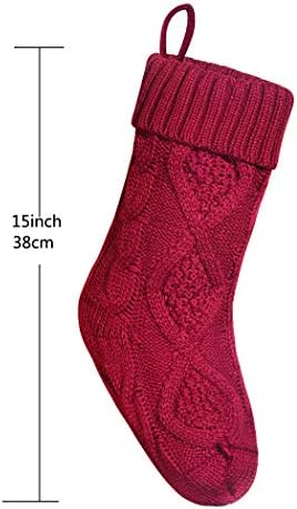Смешна забава 6 пакувања 15 Плетени Божиќни чорапи, висечки чорапи за декорација црвена/ wihte/ зелена