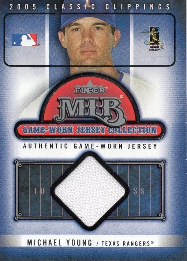 Мајкл Млад играч носеше џерси лепенка бејзбол картичка 2005 Флер Класичен Исечоци #23-МЛБ Игра Користи Дресови