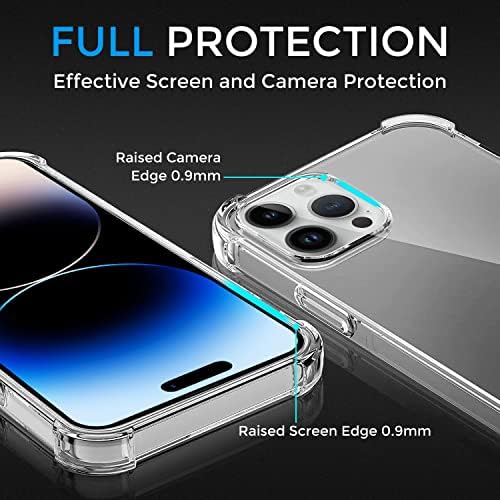 Кристално Јасен Случај за iPhone14 Pro Max, Браник За Апсорпција На Удари, Мек Флексибилен TPU, Анти-Капка, Анти-Отпечаток Од Прст, 3600 Отпорен На Удари, екран &засилувач; Зашти