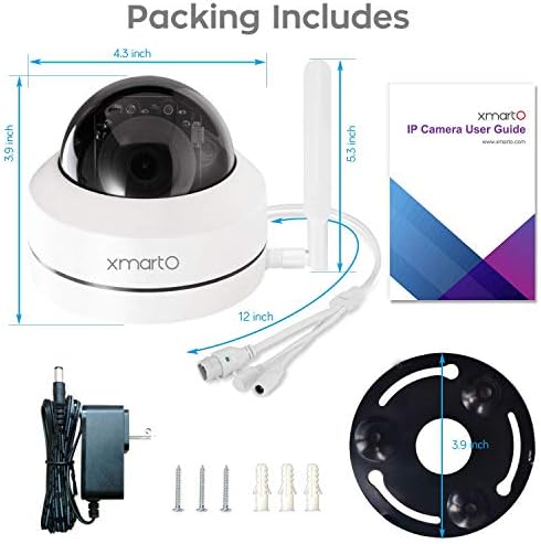 XMARTO 2K HD DOME PTZ безжична безбедносна камера со заграда за монтирање на wallидови, автоматско следење и аудио, камерата
