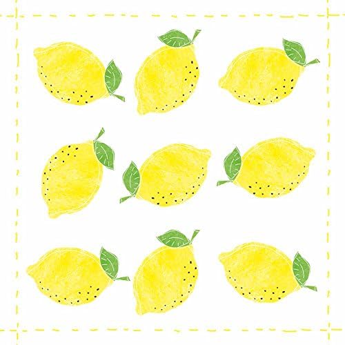 Производи Од хартија Дизајн Мода Салфетки За Пијалоци Од Лимон, 5 х 5, Жолта