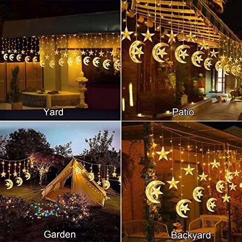 Janchs Solar String Lights Outdoor Ramadan Eid Decorations, 8 режими водоотпорни 138LED соларни напојувани starвездени светла