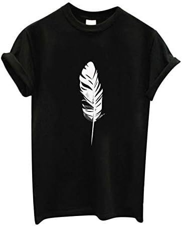 Печати печати дами маица маица со кратки ракави со кратки ракави на вратот