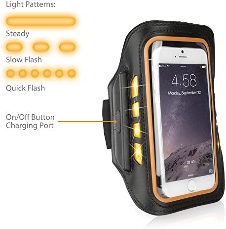 Case Boxwave Case for Blu Studio G Mini - Jogbrite Sports Armband, висока видлива светлина за безбедност LED тркачи на тркачи