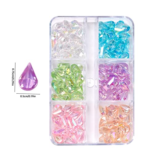 Розови нокти rhinestones кристали скапоцени камења мешани бои со повеќе облици со големина на нокти со сина розова стаклена