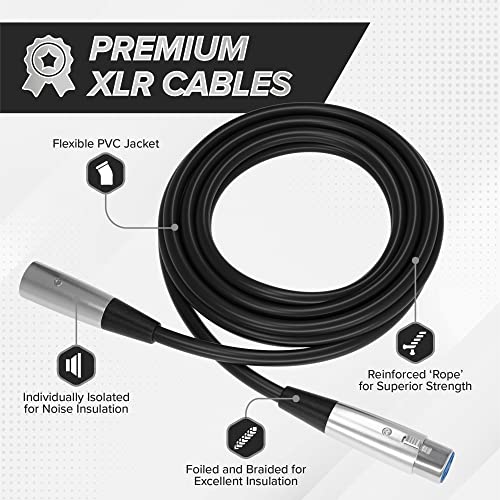 Cimple CO XLR машки до XLR Femaleенски кабел за продолжување на микрофон - кабел од 6мм со конектор за 3p - 3 пински - за миксери, микрофон, аудио конзоли - избалансиран кабел - 28 AWG -