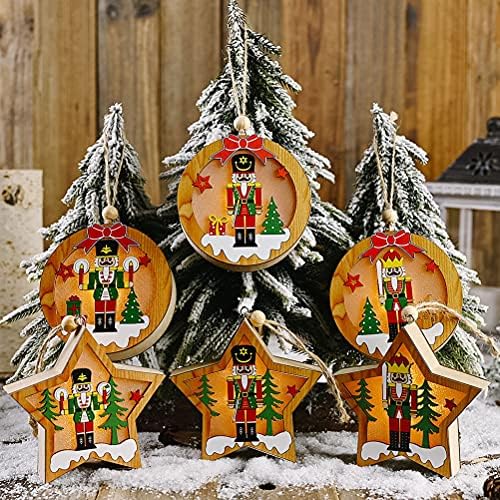 Pretyzoom 3 парчиња Божиќ дрвен приврзок Оревокршач Војник Врати Врата за украсување на дрво