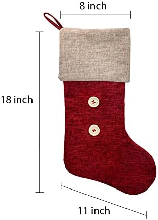 Елегантно црвено црвено лепчести божиќни чорапи со копче црвени ригистони, божиќни држачи за порибување сет од 6 Божиќни одмори