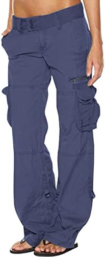 Activeенски тактички активни панталони за жени од Jupaopon Mid Rise Обични мулти-џебови Широки панталони за нозе се протегаат