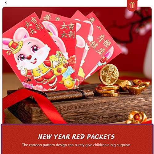 АБУФАН Кинески Црвени Пликови 60 парчиња Плик За Кинески Зајак Година Хонг Бао Пакети За Подароци 2023 Кинески Плик Хонг Бао