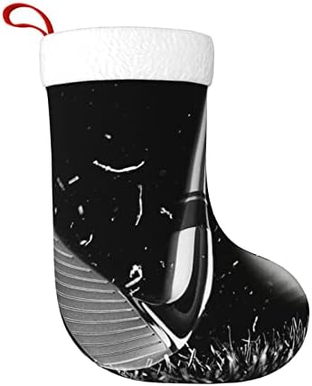 Yilequan 18 инчи Божиќни чорапи класични чорапи, црно -бел голф, за семејни празници за Божиќни забави