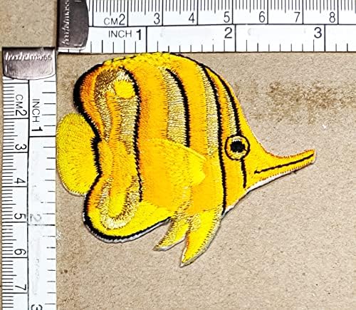Kleenplus жолт ангел риба лепенка везена значка железо на шиење на амблем за облека налепница уметност аглфиш симпатична животинска