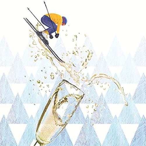Забавен апрес ски коктел тематски пијалоци салфетки сорта пакет | Пакетот вклучува 60 салфетки за хартија во 3 дизајни