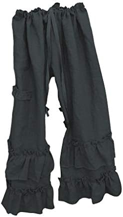 Timemeans Women Ptone Cotton Lenen Двоен слој панталони Обични еластични половини широки нозе долги панталони