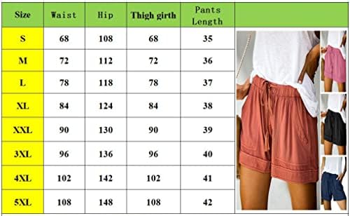 Gddxlm жени летни обични шорцеви со џебови еластични половини кратки панталони со лесен ритам со високи панталони со половината