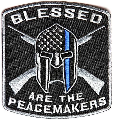 Трендилуз Благословен се мировничарите тенки сини линиски морални тактички извезени куки и јамка за поддршка на полицијата полиција за спроведување на законот