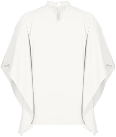 2023 Моден 3/4 ракав кафтан екипаж со висок врат лабава вклопена блуза маица за девојчиња кошула есен лето жени cc