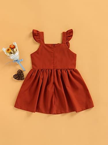Ziyixin бебе девојче летен фустан, цврста боја на летање во боја А-линија фустан со декорација на лак