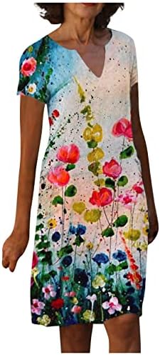 Летни макси фустани за жени 2023 година, женско модно лето ново позиционирање печатење со кратки ракави со кратки ракави