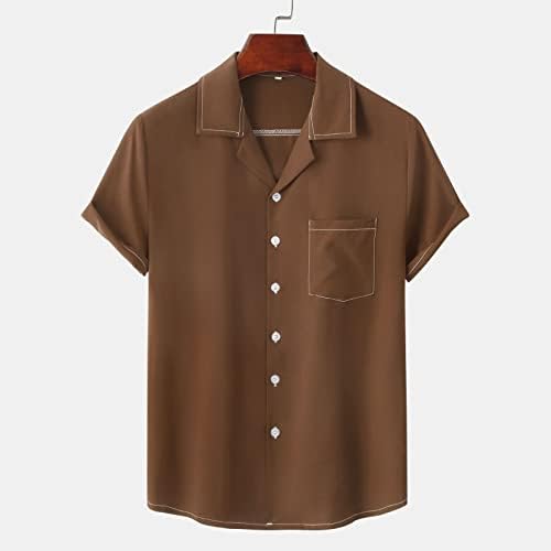 Менс ватирана џемпер ладно копче до кошули Стилски маици за мажи Алоха кошула машки кошули и врвови лето