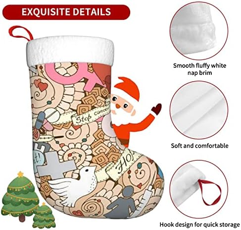 Аугсентер Божиќни чорапи свесност за градите Борба за рак, двострана камин што виси чорапи