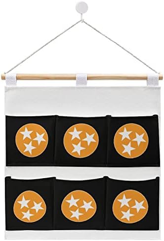 Знаме На Тенеси Ѕид Плакарот Виси Торба За Складирање 6 Џебови Лен Памук Над Вратата Организатор Торбички За Спална Соба Бања