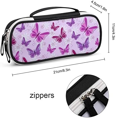 Виолетова пеперутка молив кутија со голем капацитет торбичка за молив со рачно рачно пенкало торба за шминка, организатор за складирање подарок