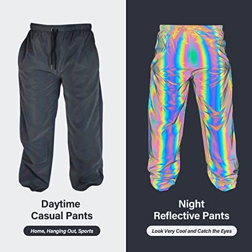 Акад кути мажи рефлектирачки шорцеви панталони ноќни сјајни флуоресцентни џогер случајни трчање џебови шорцеви со влечење
