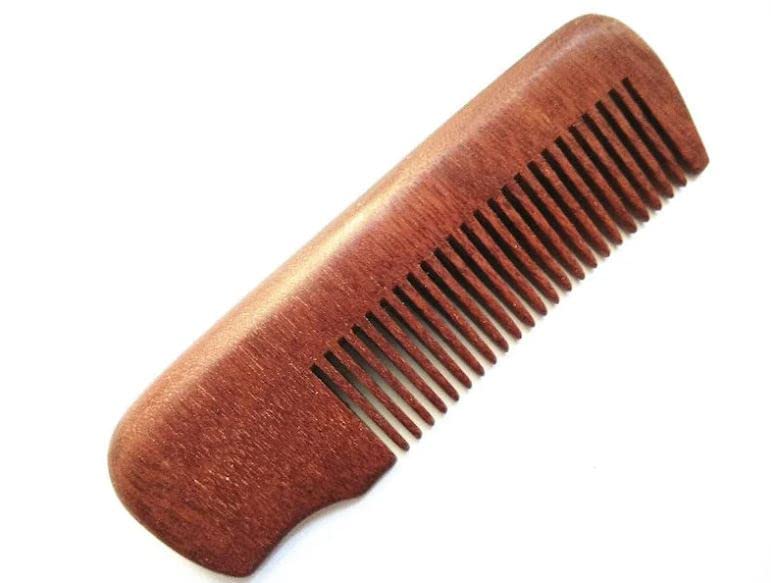 Персонализирајте го вашето лого -дрво фино чешел за заби црвени жени, алатка за шминка за нега на брада.