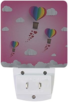 Naanle Сет на 2 Виножито Боја Срце Форма Оригами Топол Воздух Балон Во Розова Небо Бела Облак Хартија Сече Уметност Вљубените