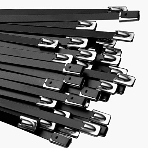 60 инчи Дополнителни долги метални поштенски врски црни 20 парчиња Премиум тешки не'рѓосувачки челик епоксидни обложени кабелски