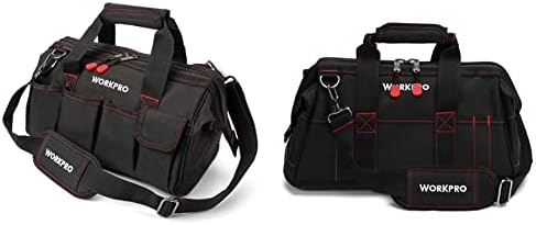 Работна торба со алатки за работа со 14-инчи, организатор на алатки со повеќе џебови со прилагодлива лента за рамо, W081021A,