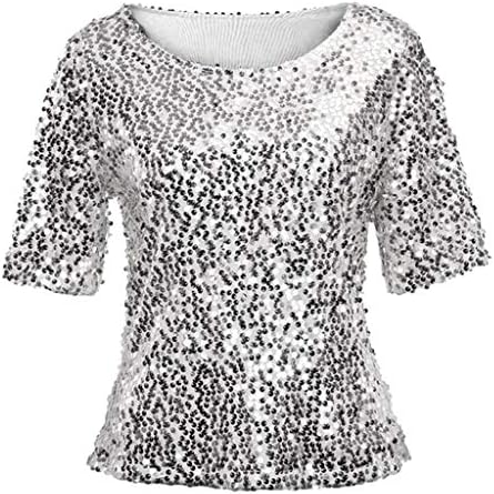 Nreealy врвовите на женските модни модни sequins Sparkle Coctail Party Coclue Top Bluze Crop Tops кошула