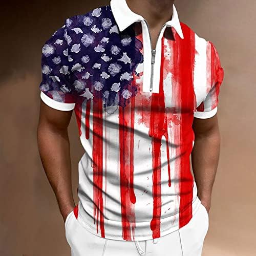 Машко американско знаме Поло кошули Патриотски 4 -ти јули маица лето случајни лабави кратки ракави Гроздобер Туника врвови