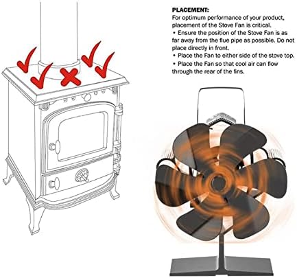 ЈИШОП .Вентилатор За Шпорет На дрва Црн Камин 6 Вентилатор За Шпорет На Топлина Ултра Тивок Циркулирачки Топол Со Магнетски