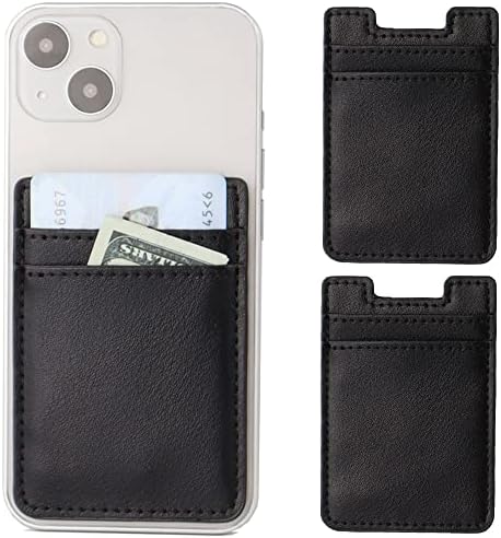 Држач за телефонска картичка Fulgamo 2pack, кожен телефонски паричник лепило стап на џеб за кредитна картичка за задниот дел