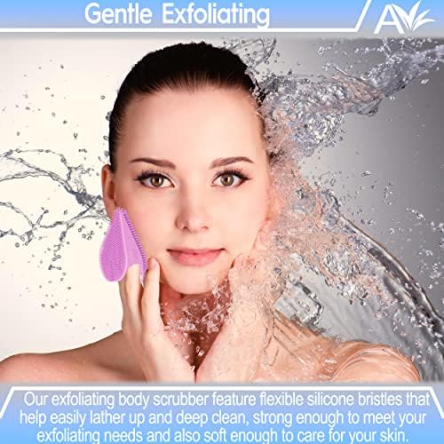 Авилана силиконски чистач на лице- двојна еднострана мануелна четка за чистење на лицето- Ексфолира чиста силиконска четка за миење на лицето- 2 во 1 чистач на лице и