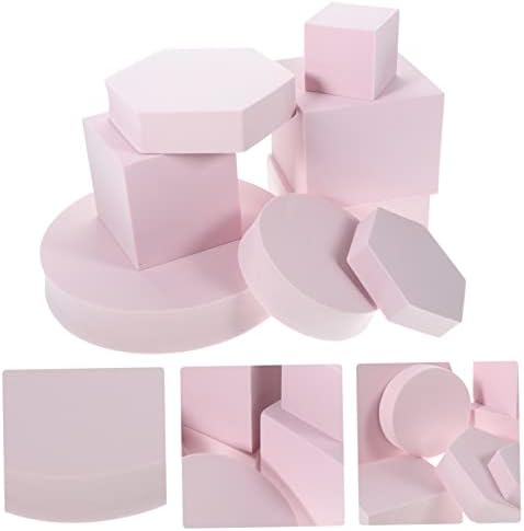 Cabilock 24 парчиња геометриски тродимензионални украси Фото штанд розова полимерна пена
