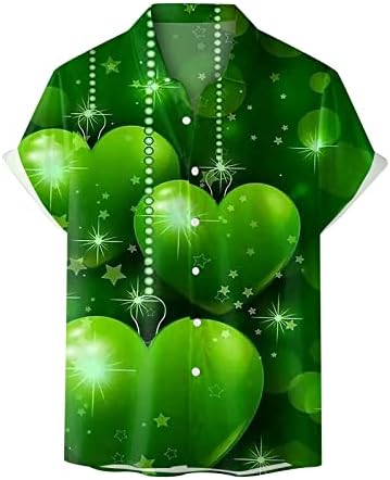 ПДФБР Св. Патрик Денот копче надолу со кошули кратки ракави Обични плажа врвови зелени графички летни вградени боули за куглање
